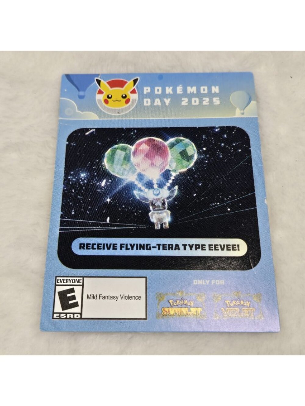Pokemon Scarlet & Violet Pokemon Day 2025 Flying Tera Eevee Redemption Card